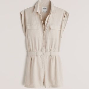 Abercrombie & Fitch Utility Romper - Color: Cream